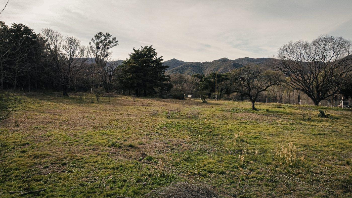 El predio con las sierras de Calamuchita en el horizonte